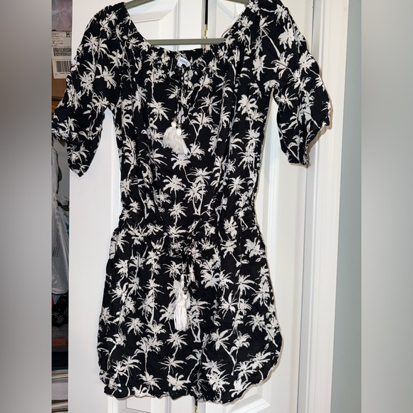 Blue Island black and white tropical top size L - Picture 1 of 12